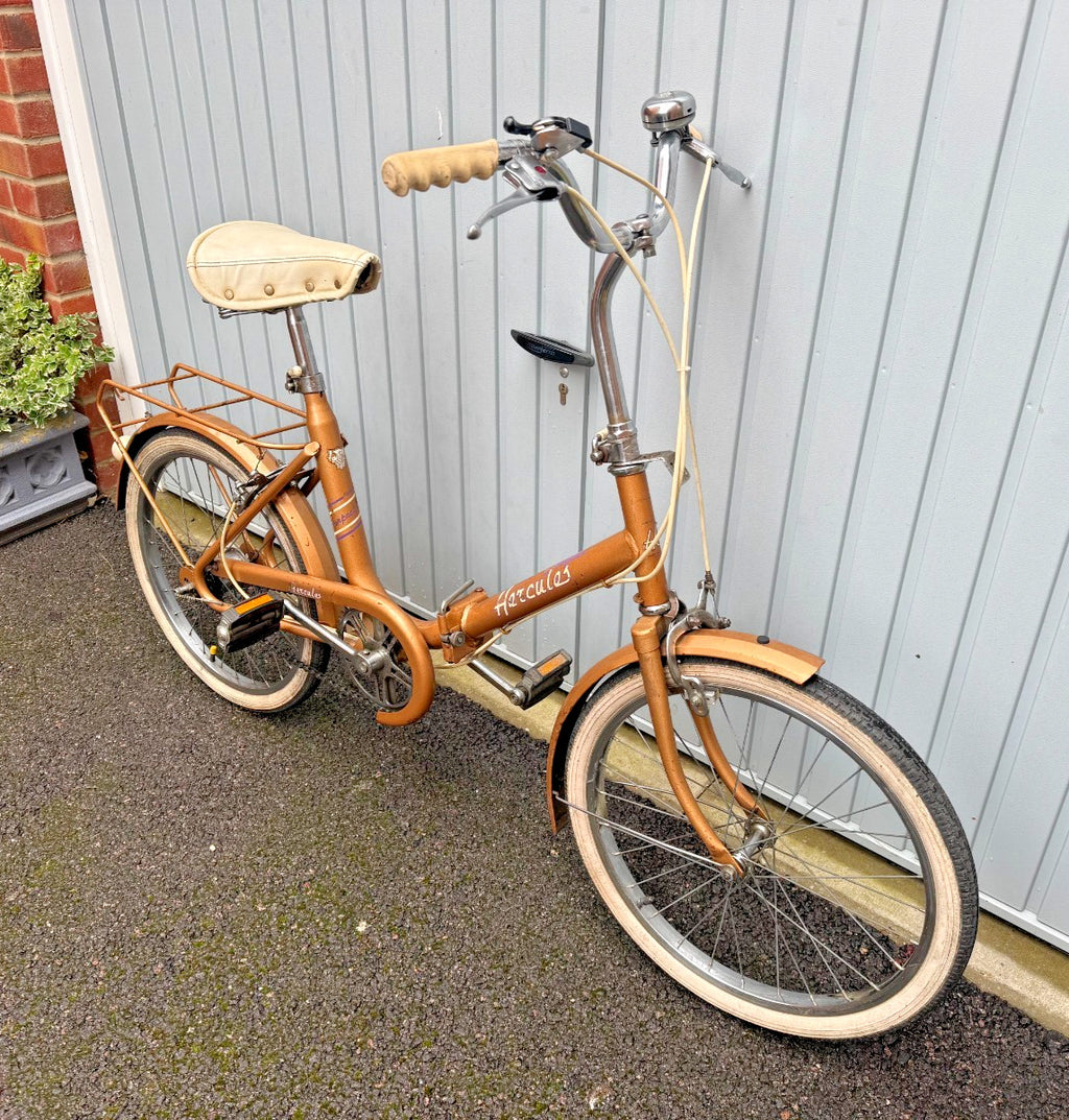Vintage 1983 Unisex Adults Men's Women's Gold Raleigh Hercules Folding Bike