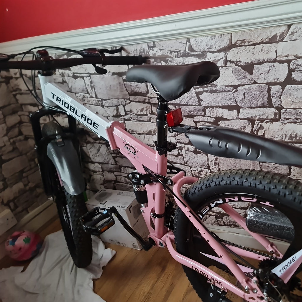 24"26" Folding Mountain Bike 21 Speed Full Suspension Bicycle For Men Women New