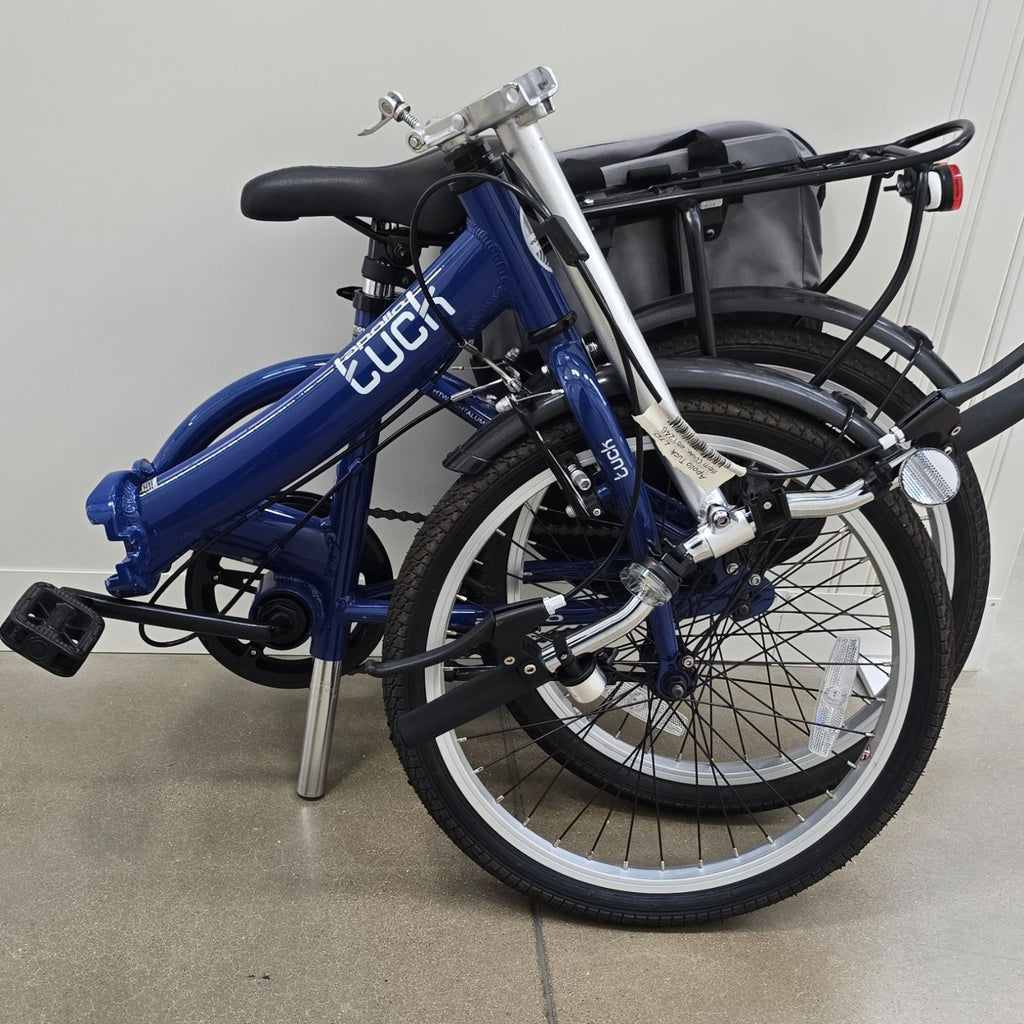 Apollo Tuck Folding Bike 20in Blue 1-Speed V-Brake Kickstand