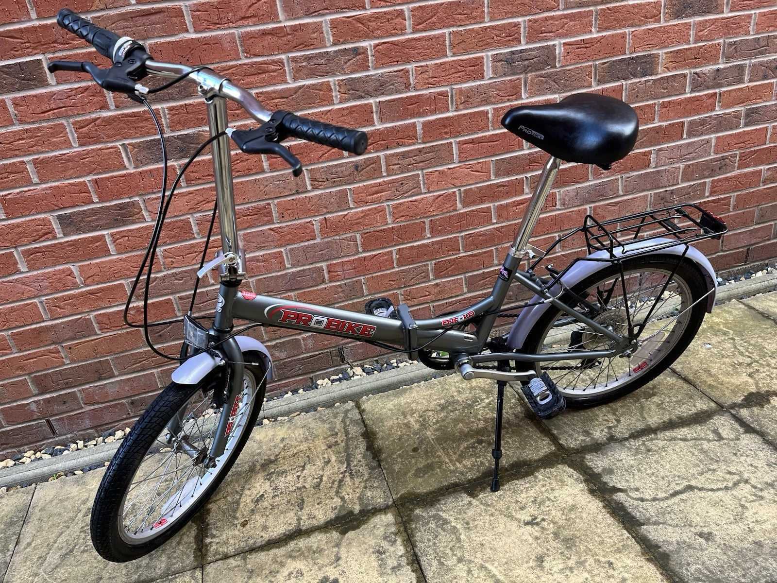 Enfold Probike Foldable Travel Bicycle 6 Gears, Silver Frame, 20" Wheels