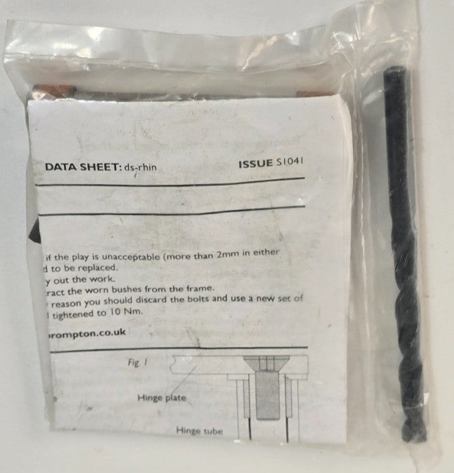 Brompton Rear Hinge Bush & Spindle Kit - Q102087 - C-Line  A-Line - Frame Repair