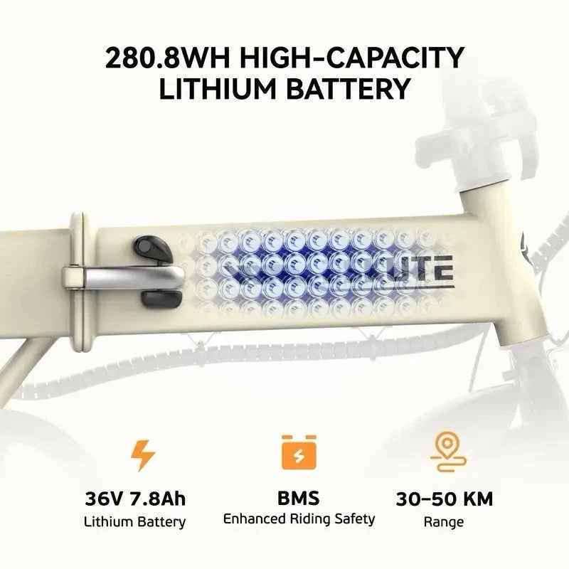 14" Portable Commuter Bike 50km range 36V 7.8A Folding City Bike Full Disc-F200R