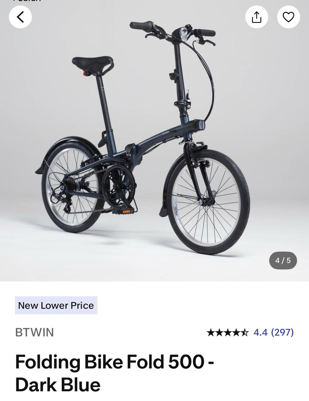 BTWIN 500 Folding Bike 20-inch Dark Blue