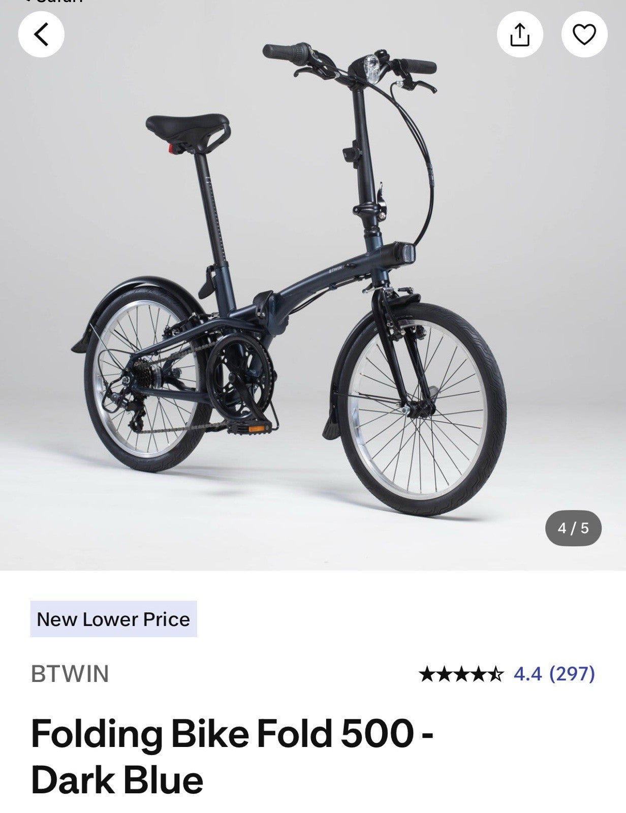 BTWIN 500 Folding Bike 20-inch Dark Blue