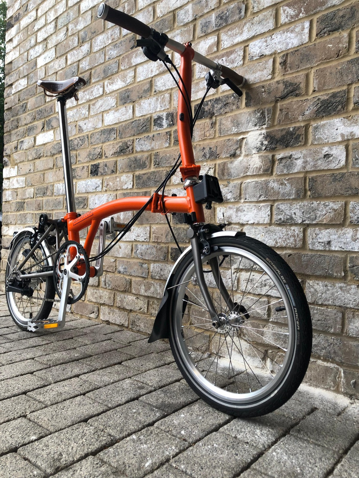 Brompton Signal Orange Superlight Titanium RARE S6L-X with Brooks - WORLD POST