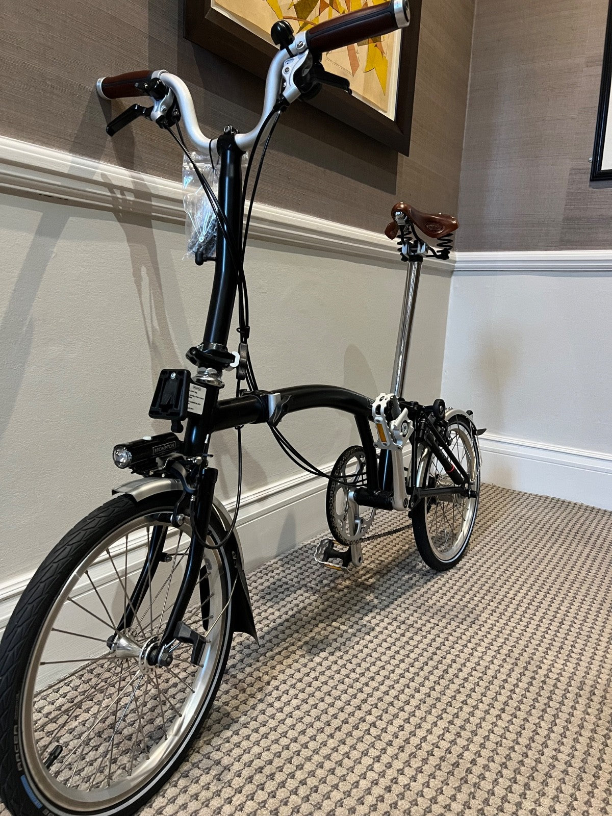 Black Brompton Folding Bike - 2019 M-Type, 6-Speed - Excellent Condition