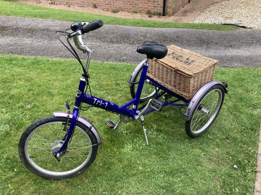Pashley Tri-1 Adult Foldable Tricycle Trike with F&M basket, cover & extras