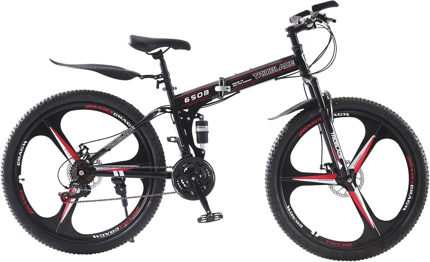 Folding 21-Speed MTB Bike 27.5" Dual Suspension Mens Womens Off Road