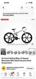 26 Inch Folding Bike, 21 Speed Mountain Bike Adult bicycle Dual Suspension