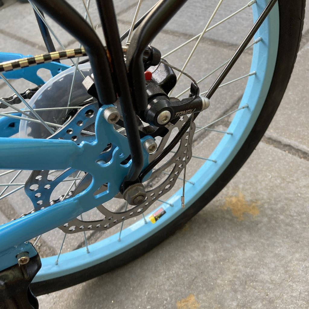 Digital Folding Blue Bike Carbon Steel 7 Speed Unisex Custom Design For UK