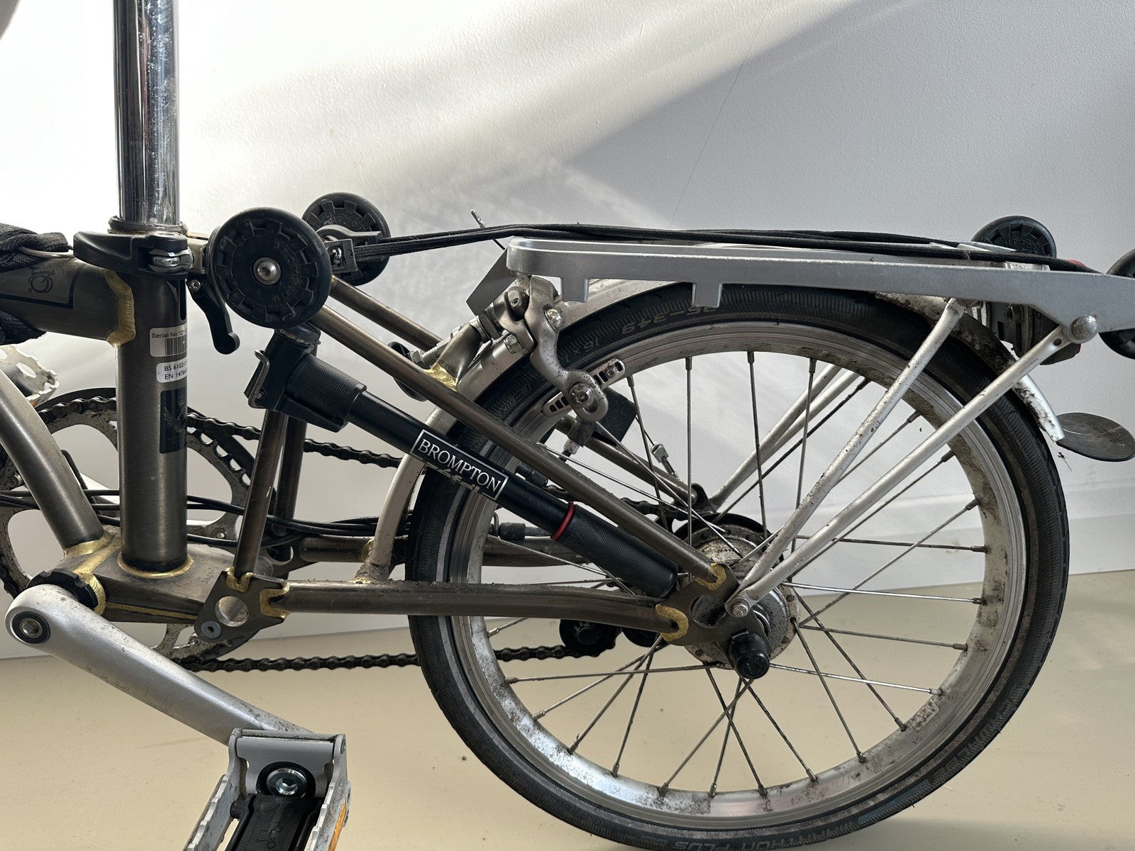 Brompton 6 speed C Line Folding Bike in stylish raw lacquered finish. + Extras