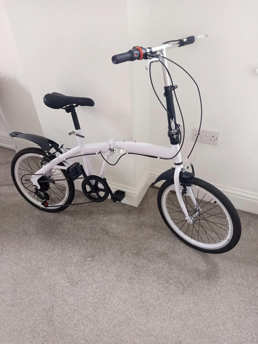 White Folding Bike Foldable City Bike for Adult 20" Commute Bicycle 6 Speed Gear