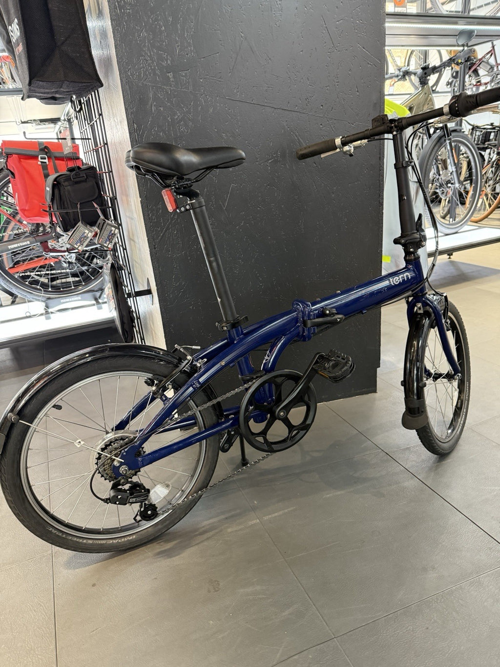 Tern 20in Folding Bike Blue 7-Speed Derailleur V-Brakes Mudguards Kickstand