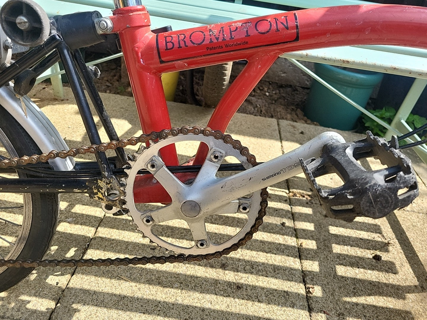 Brompton Folding Bicycle 90s 3-Speed Sturmey-Archer In House Red With Mudguards