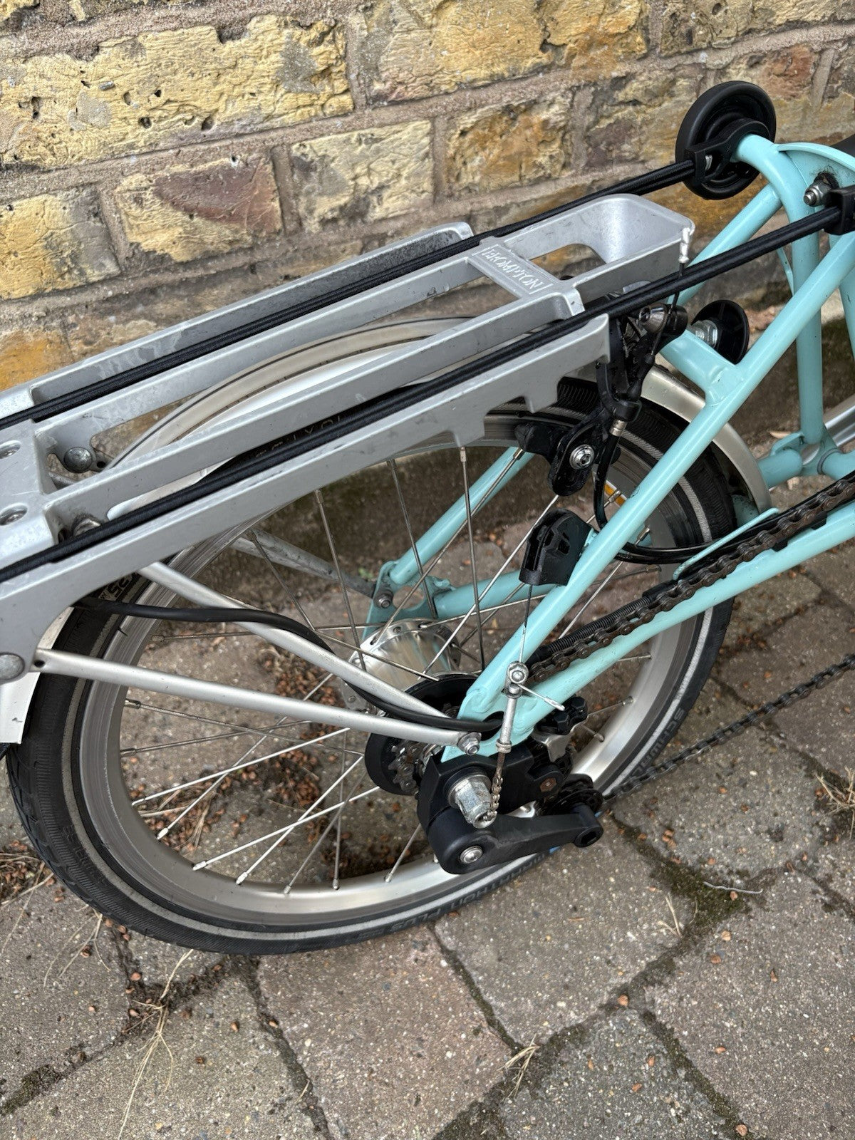 Brompton M6R Folding Bike - Celeste w/ Mudguards, Rack And Dynamo Light Set