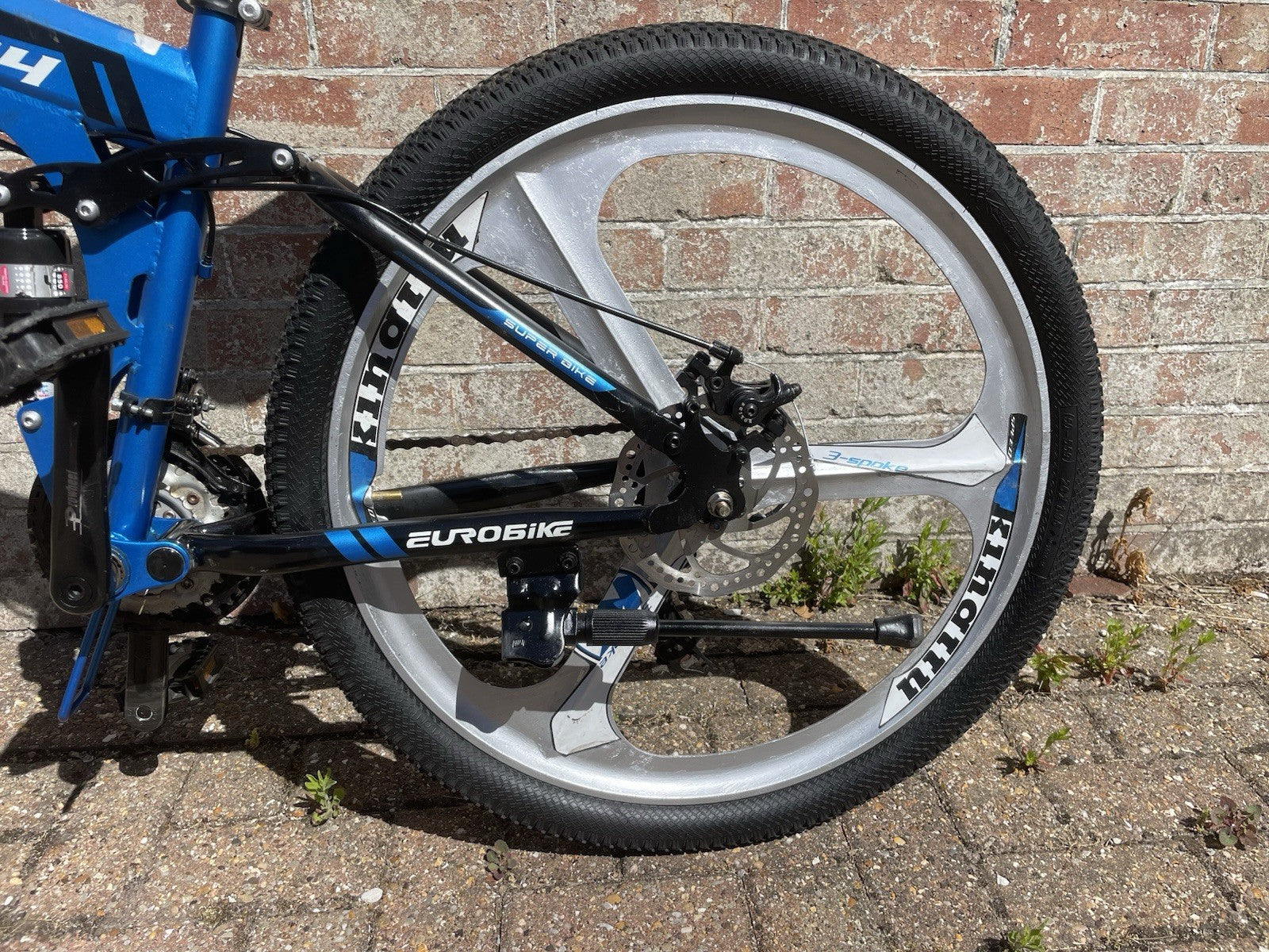 EUROBIKE G4 Folding Full Suspension Mountain Bike 26in Disc Brakes Blue
