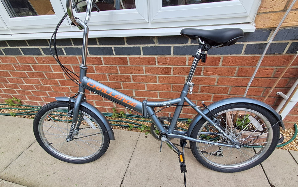 Challenge Holborn 20in Folding Bike Grey BMX Bars Derailleur V-Brake Stand