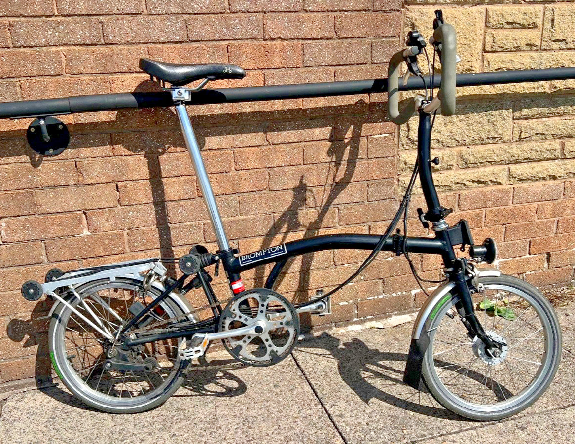 Brompton P6R Black Folding Bike 6 Speed Shimano Hub Dynamo +Genuine Brompton Bag
