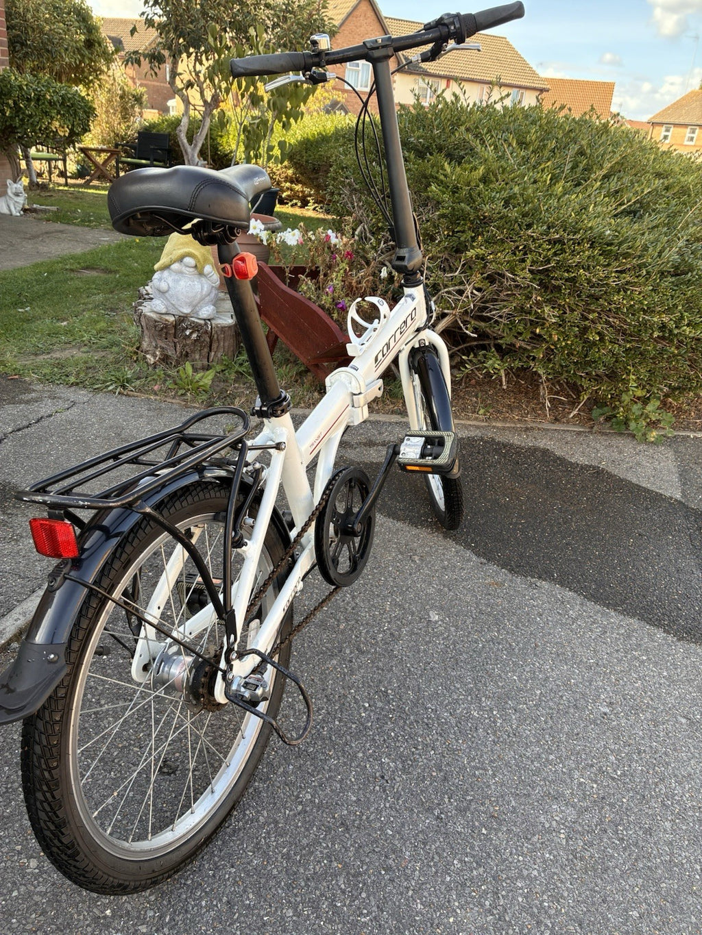 Carrera Transit Folding Bike 20 in 16" Aluminium White/Black Rack Mudguards