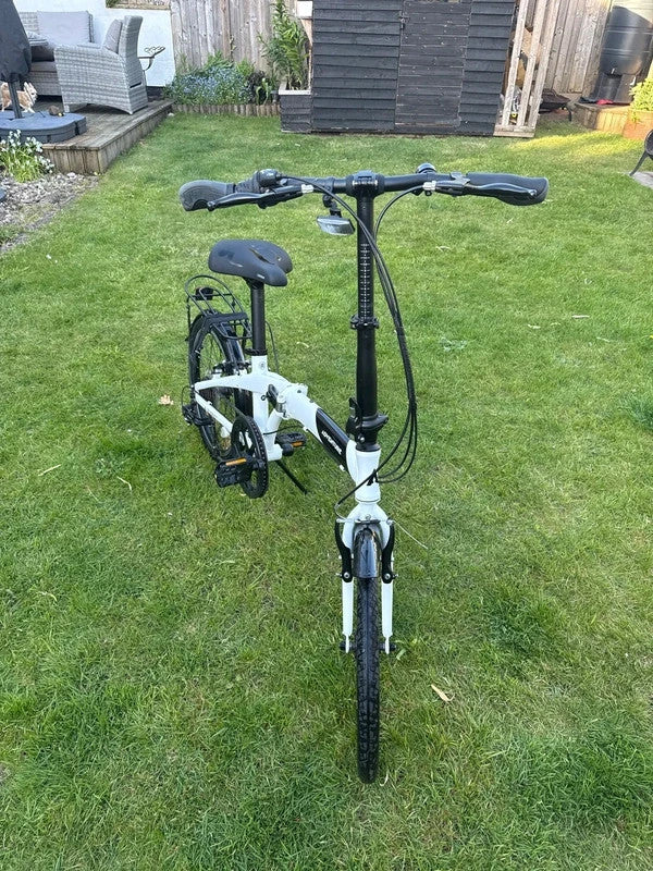 White Folding Bike Foldable City Bike for Adult 20" Commute Bicycle 6 Speed Gear