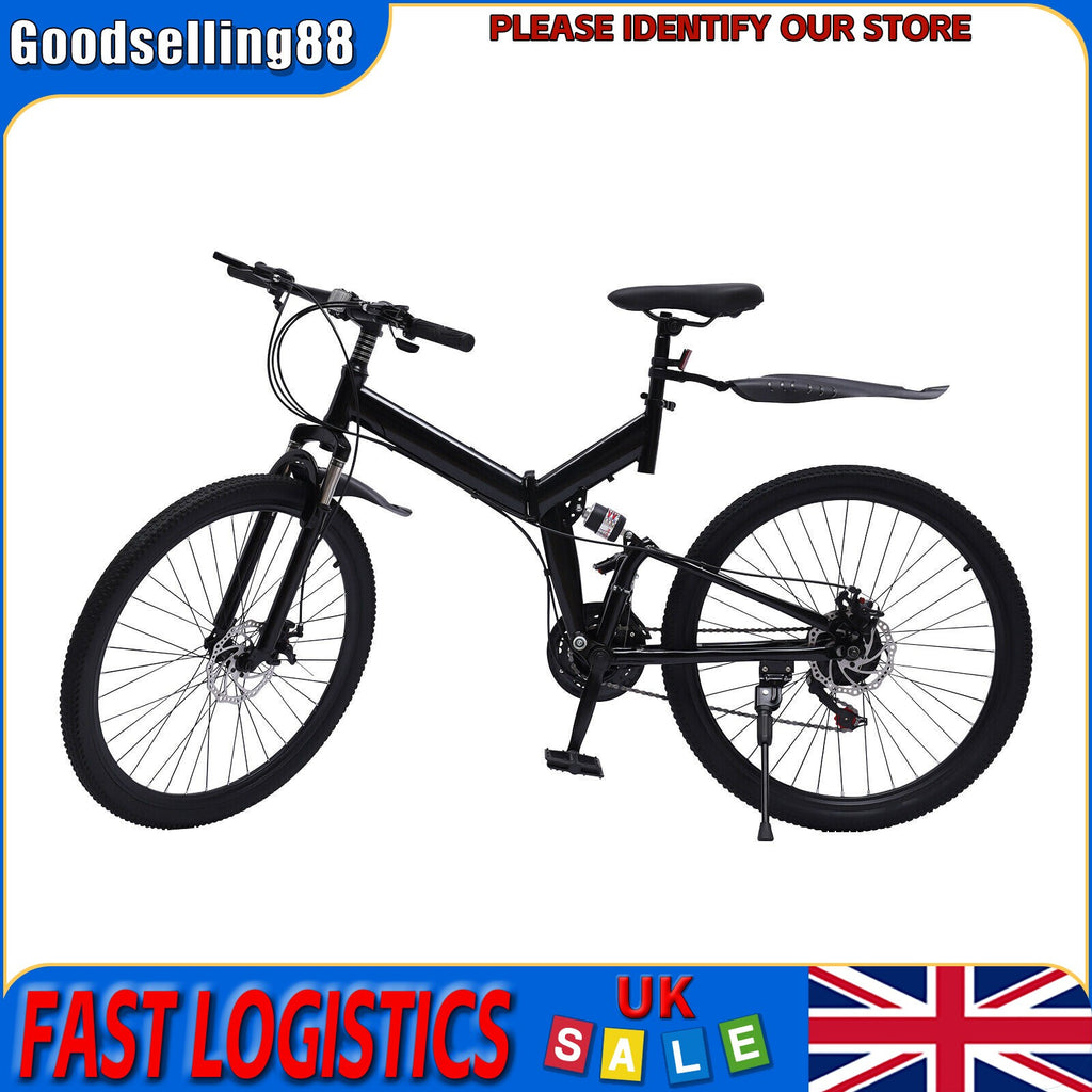 26" 21-Speed Folding Mountain Bike Foldable Bicycle Disc Brake Mountain Bike NEW