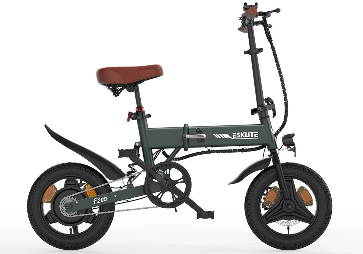 14" Portable Commuter Bike 50km 36V 7.8A Folding City Bike Full Disc-F200R Green