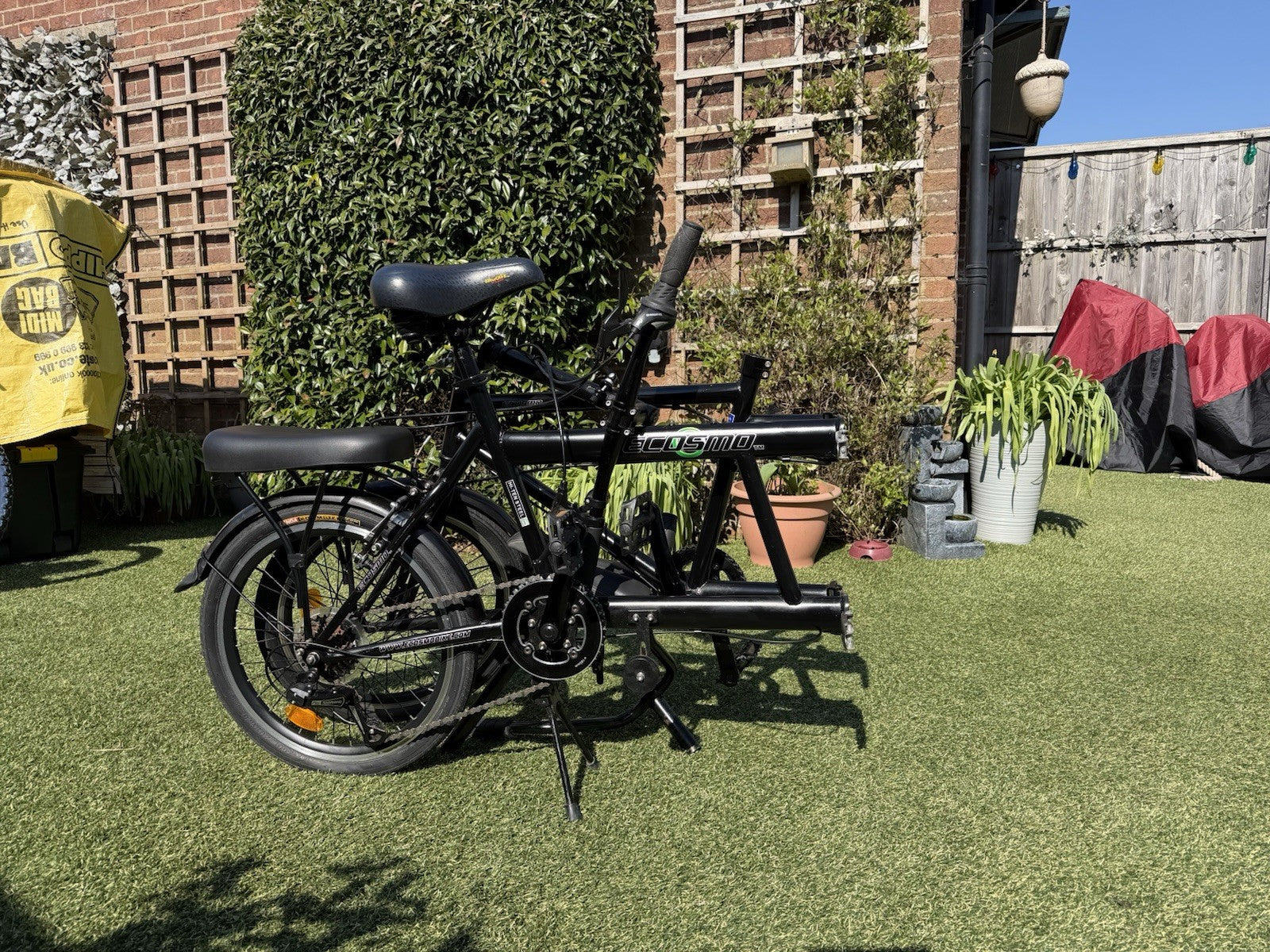 Ecosmo 20 Inch Wheel Folding Tandem Bicycle Bike Black