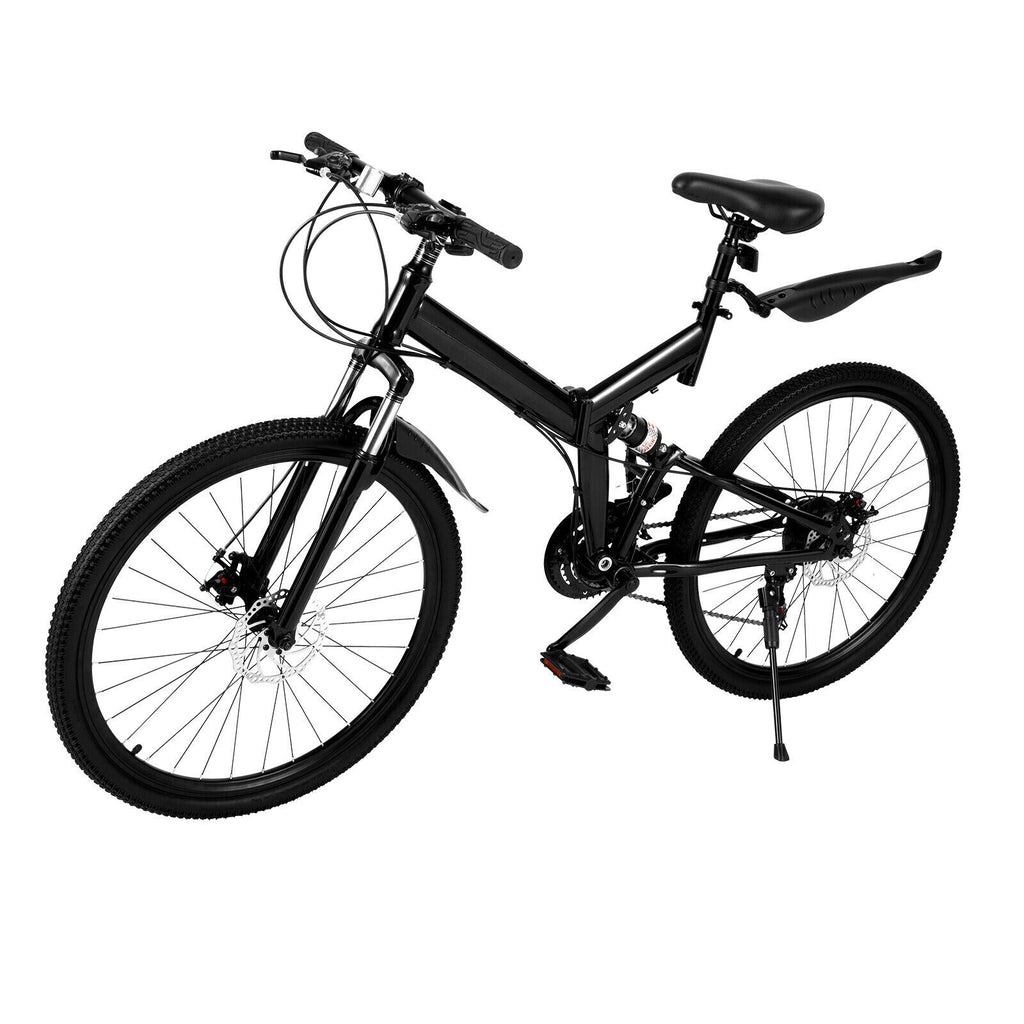 26" 21-Speed Folding Mountain Bike Foldable Bicycle Disc Brake Mountain Bike NEW
