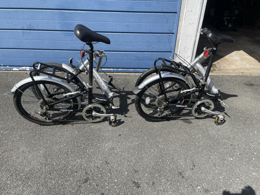 Two Apollo Transition Folding Bikes Aluminium 6061 20in Silver Black Kickstand