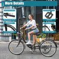 24 Inch Adult Tricycle Trike Bike 8-Speeds 3-Wheel Bicycle & Folding Back Basket