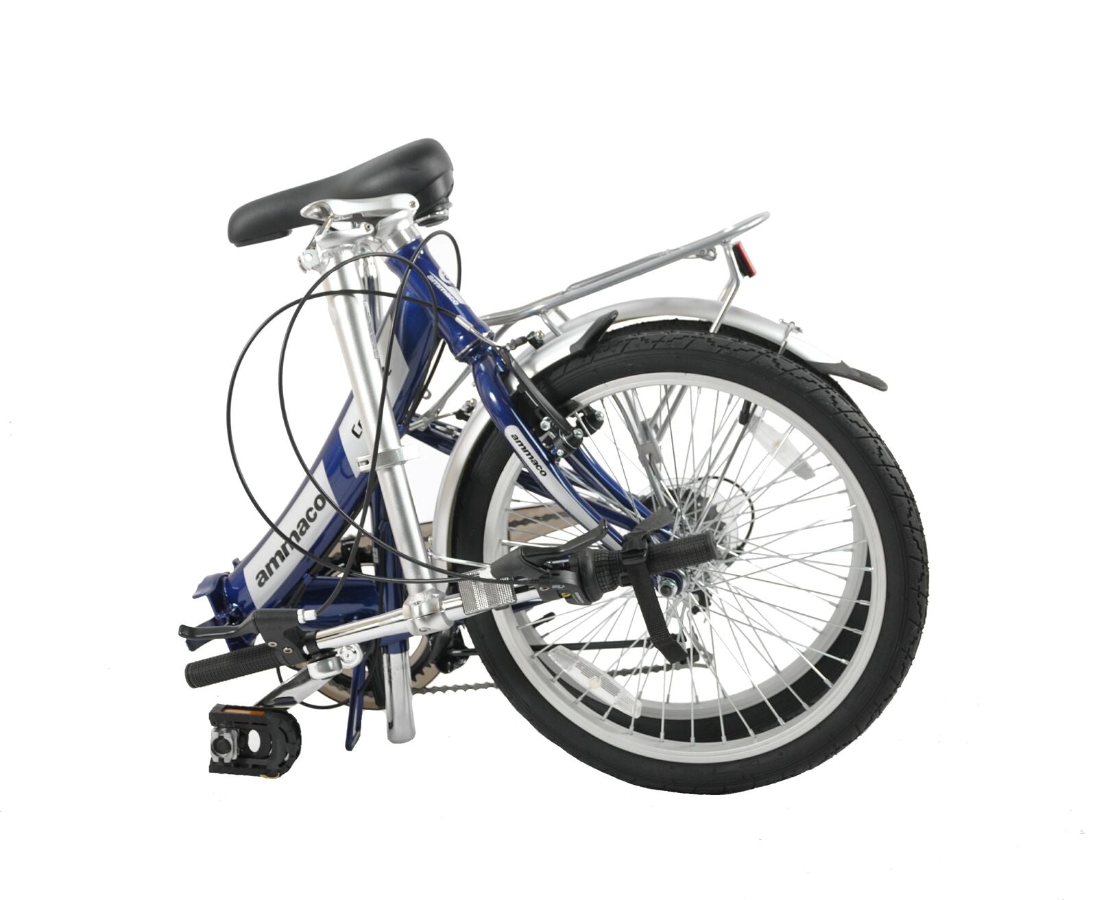 Ammaco Pakka Compact 20 Inch Wheel Folding Shopper Camping Bike 6 Speed Blue
