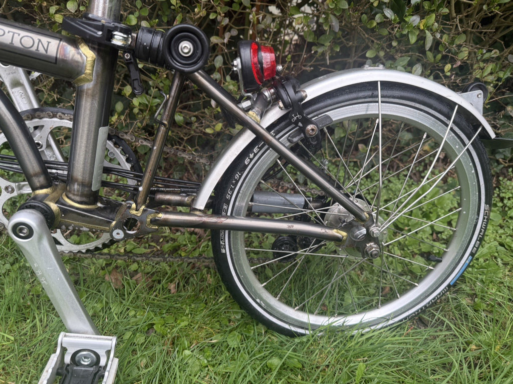 2017 Brompton M3R Folding Bike, Raw Lacquer, Brooks B17 Saddle, Dynamo Hub Light