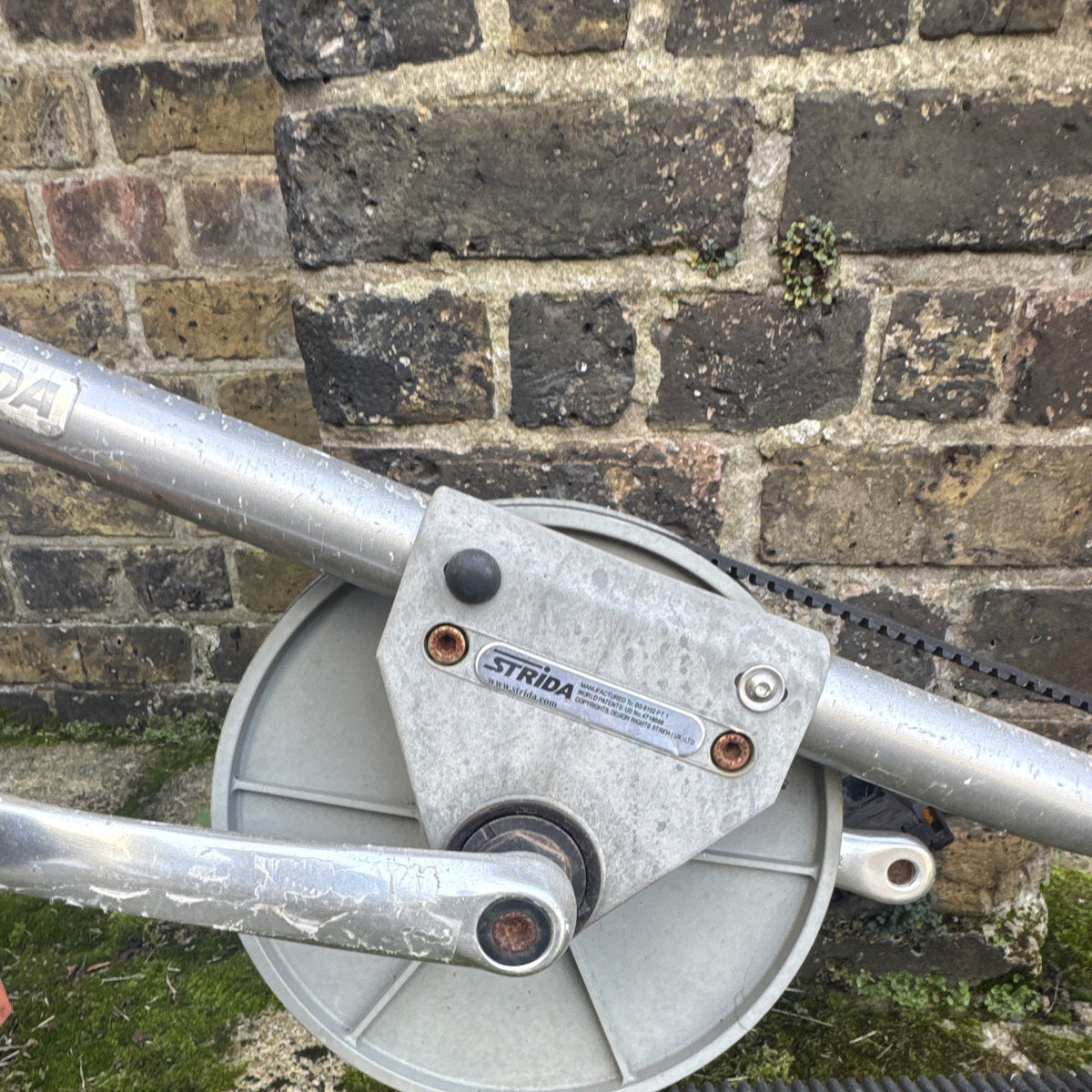 Strida 16in Folding Bike 1 Speed Small Silver/Pink Mudguards Rear Rack