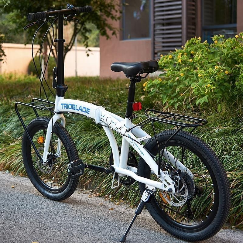 20 Inch Folding Bike 7-Speed Lightweight Aluminum Frame with Rear Carrier