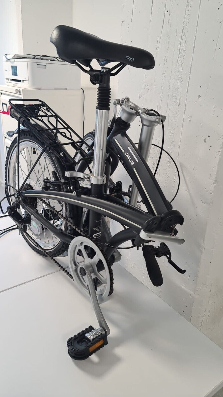 ORUS 20" Lightweight Alloy Frame 7 Speed Classic Folding Compact Bike - Black
