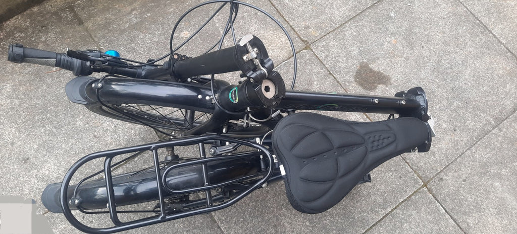 Ecosmo Folding Bike 20in Black, Mudguards, Rear Rack, 7-Speed, Reflectors