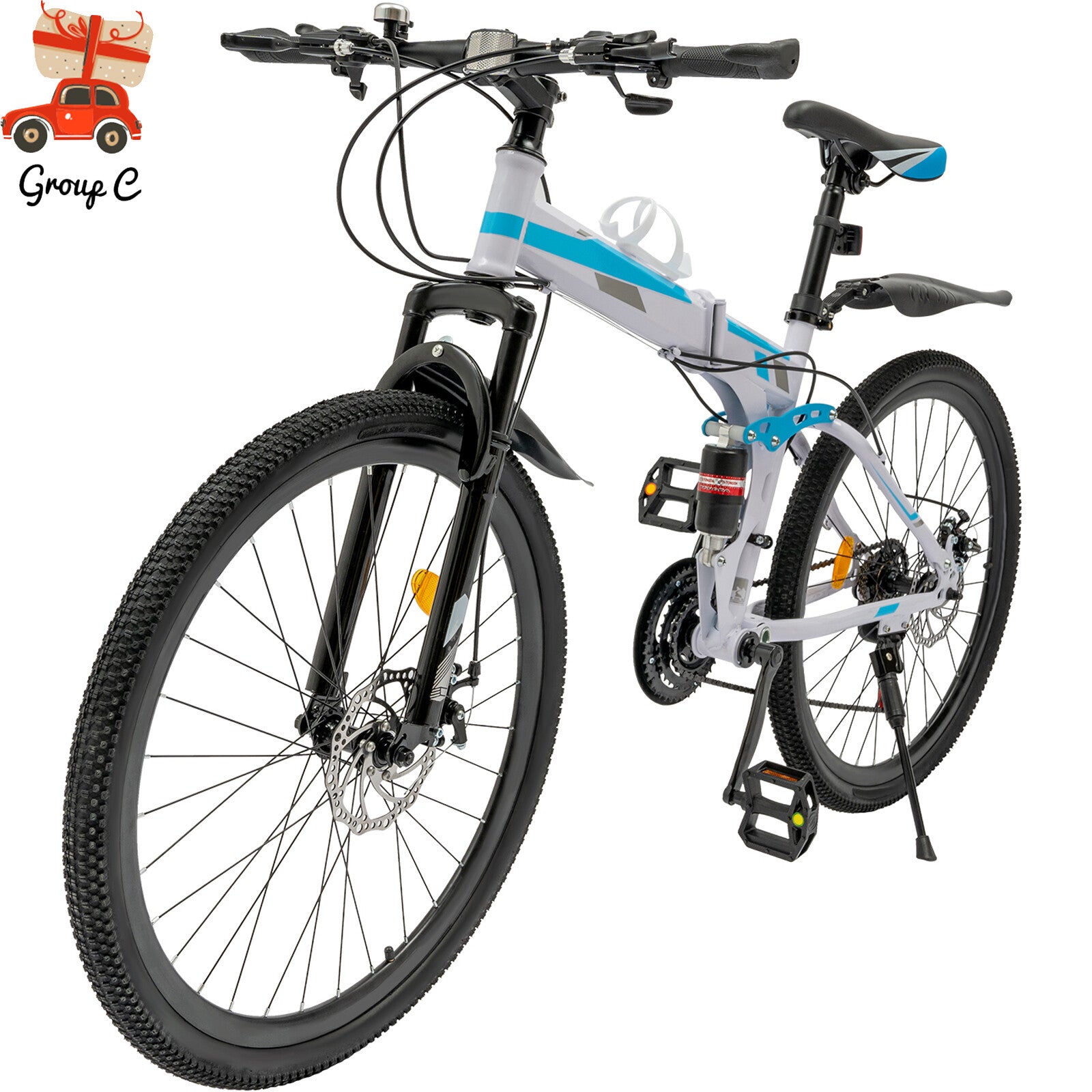26" Folding Mountain Bike 21 Speed Men Bikes MTB Bicycle School Dual Disc Brake
