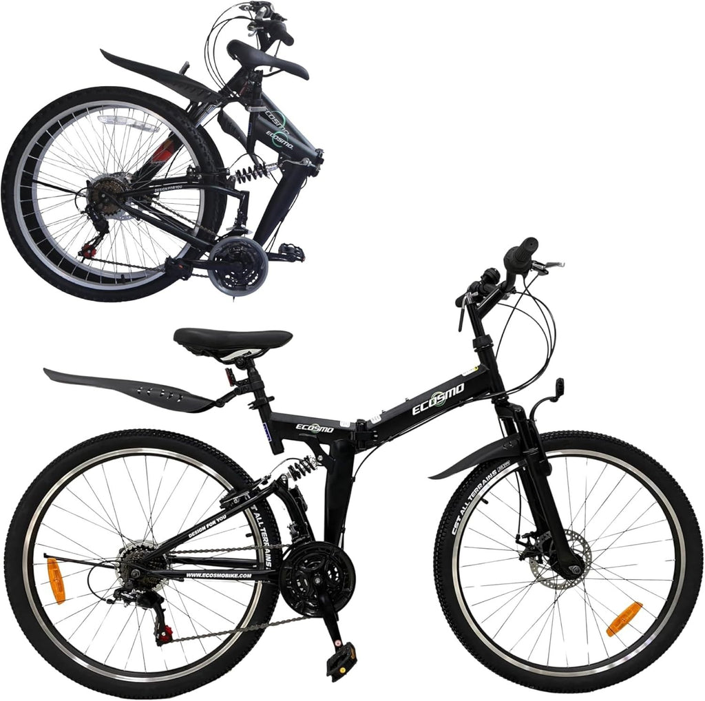 26" Folding Mountain Bike 21-Speed Shimano Disc Dual Suspension MTB