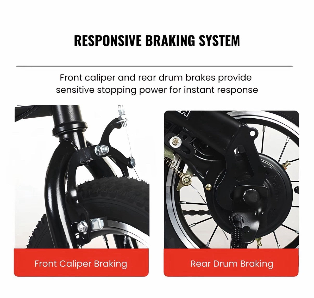 16 Inch Folding Bicycle with Dual Brakes, Adjustable Stem & Seat, Lightweight