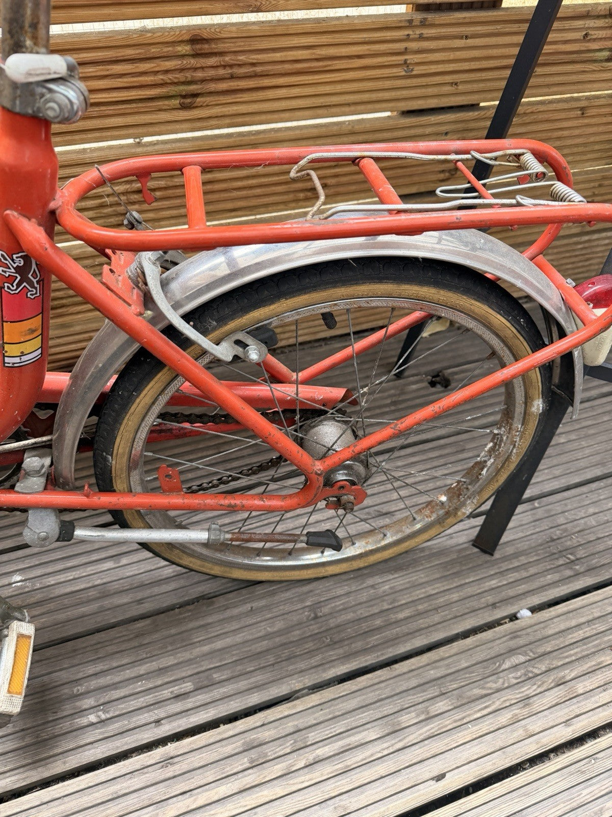 Peugeot Vintage Folding Bike Coral/Orange Frame