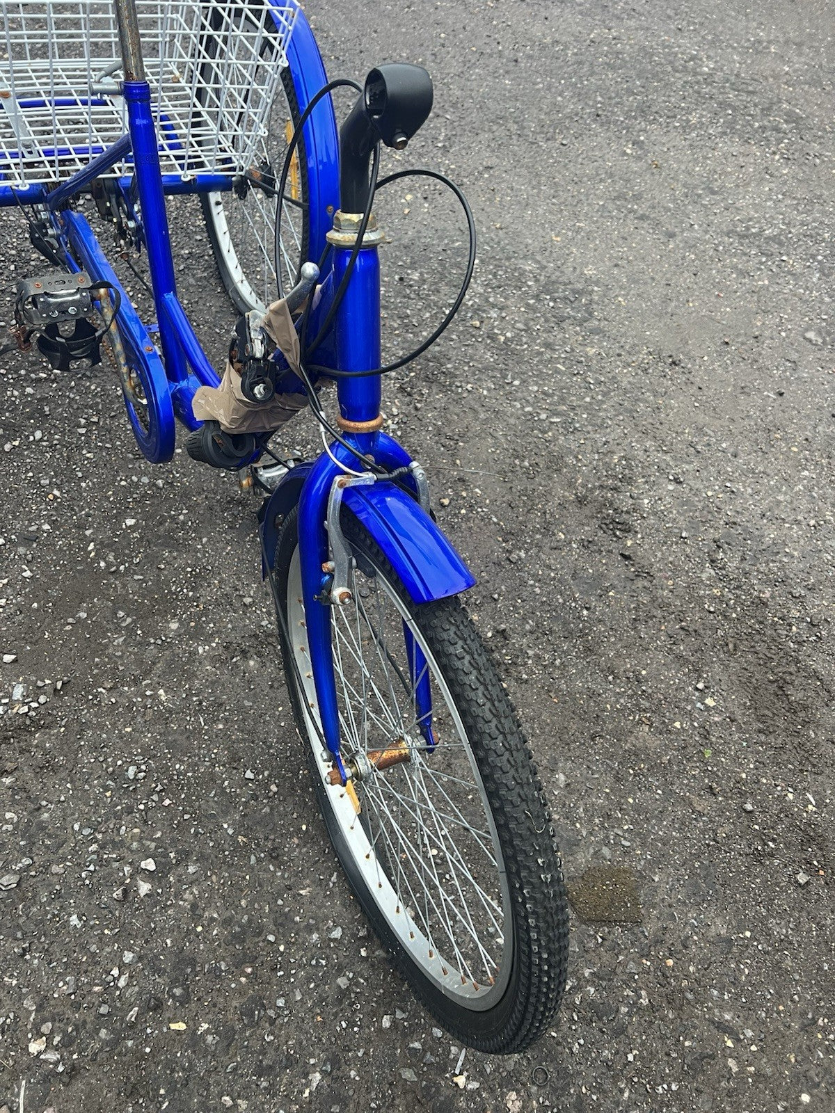 Adult Tricycle - Folding Trike - Blue - With Rear Basket - Needs Handlebars