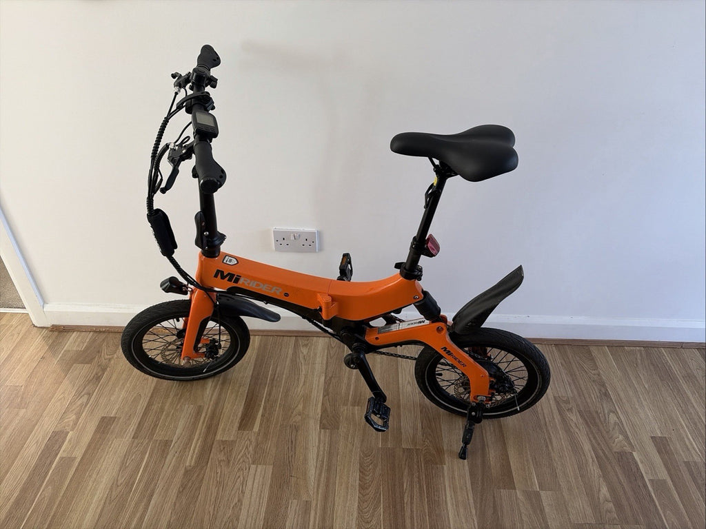 MiRider One Folding Cycle Orange, 16-inch Wheels Used.