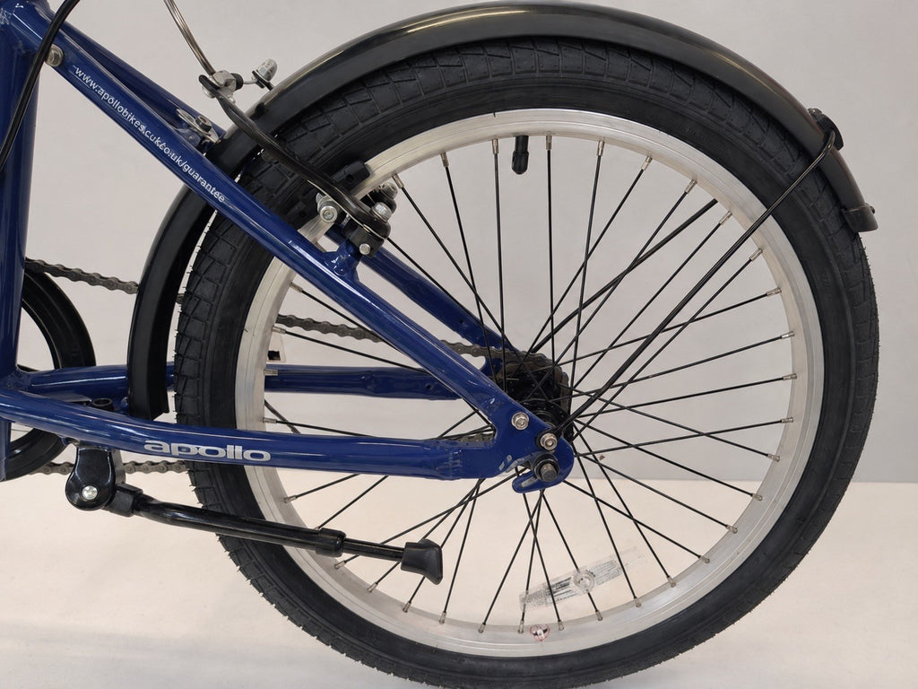 Apollo Tuck Folding Bike 20in Blue 1-Speed V-Brake Kickstand
