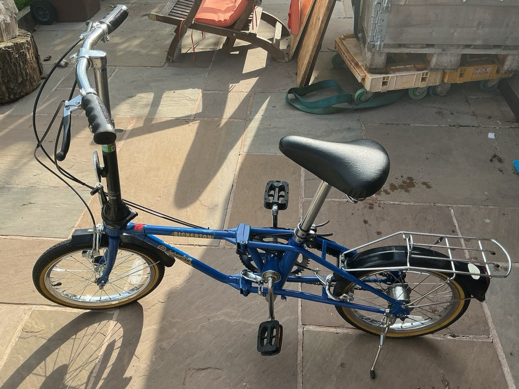 Vintage Bickerton ‘Californian’ Folding Bike Blue Rear Rack Mudguards Carry Bag