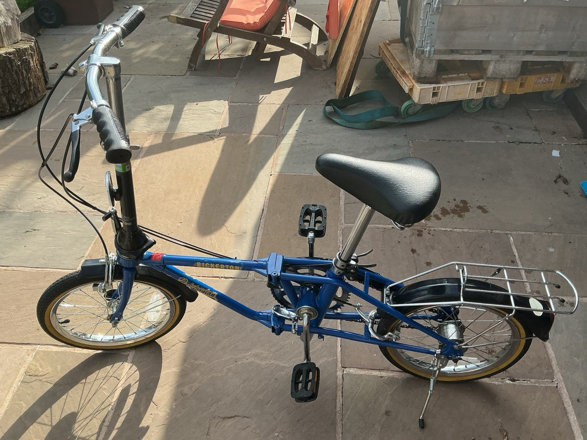 Vintage Bickerton ‘Californian’ Folding Bike Blue Rear Rack Mudguards Carry Bag
