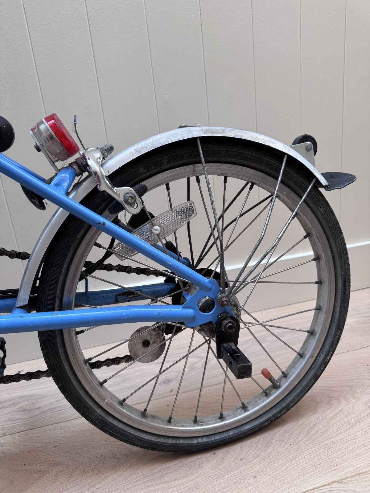 Brompton 3 speed folding bike, Brooks saddle, Ortlieb rack bag