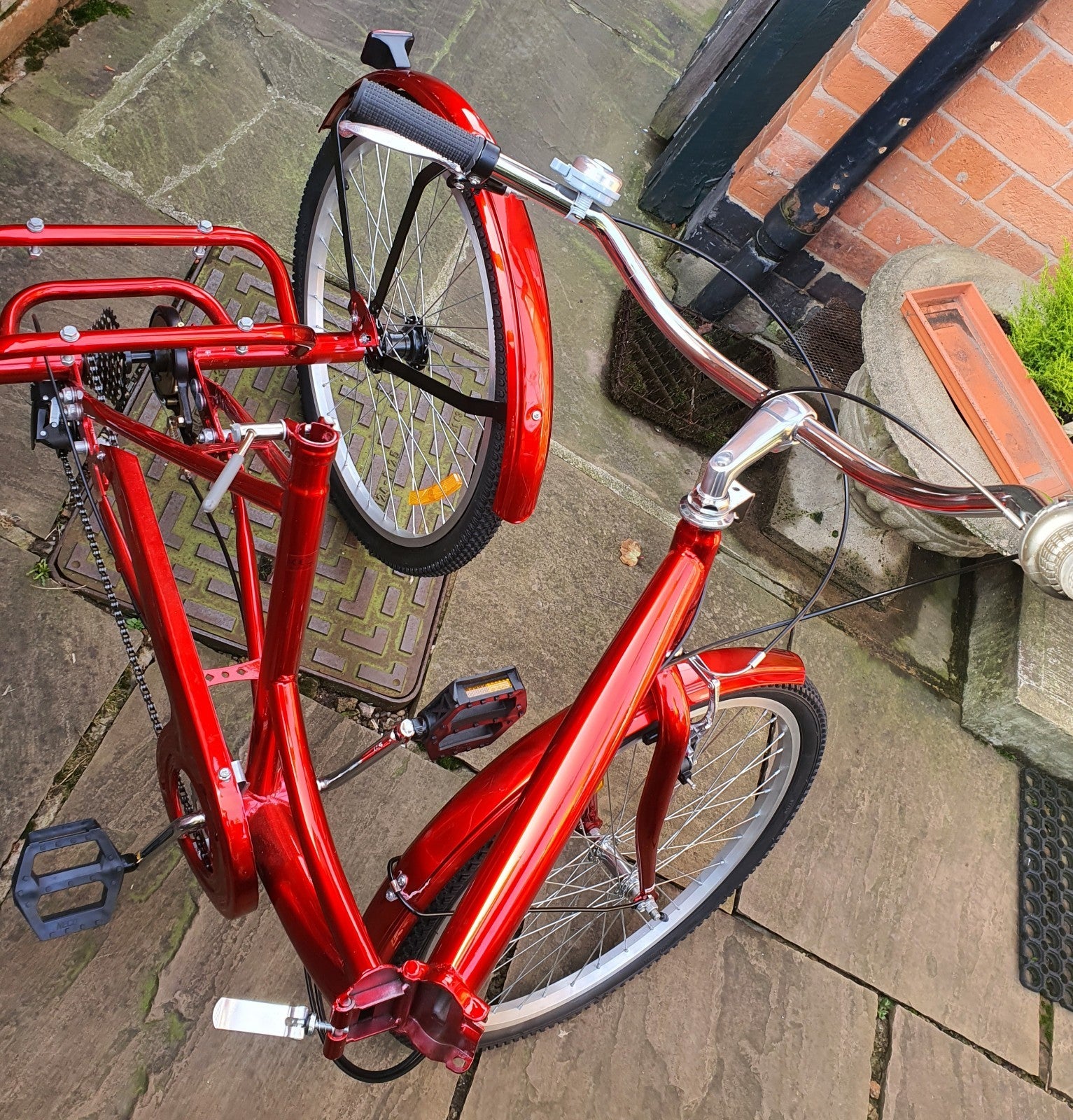 Brand NEW NEVER RIDDEN Adult RED Folding Tricycle. Basket & 7 Derailleur Gears.
