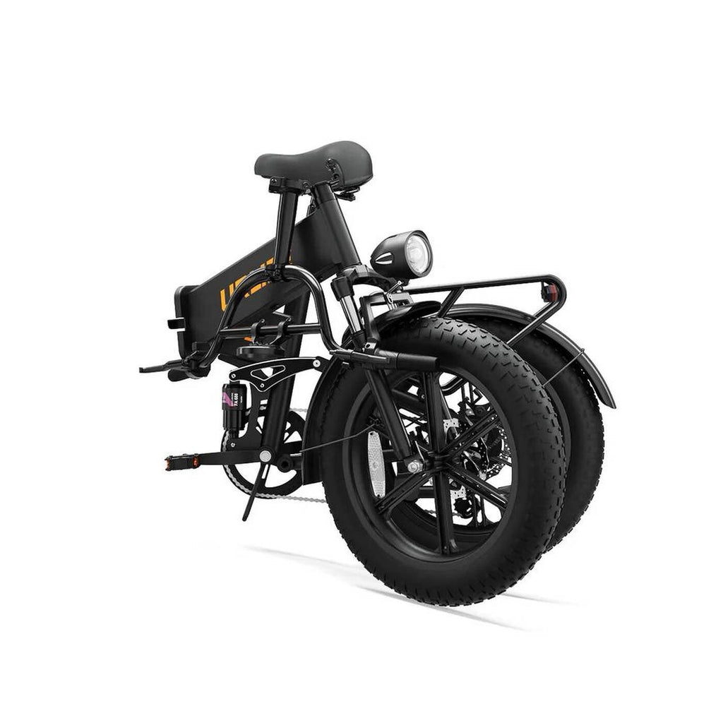 URLIFE T5 Folding Bike 20in Black Steel w/ LED Lights Rack Mudguards