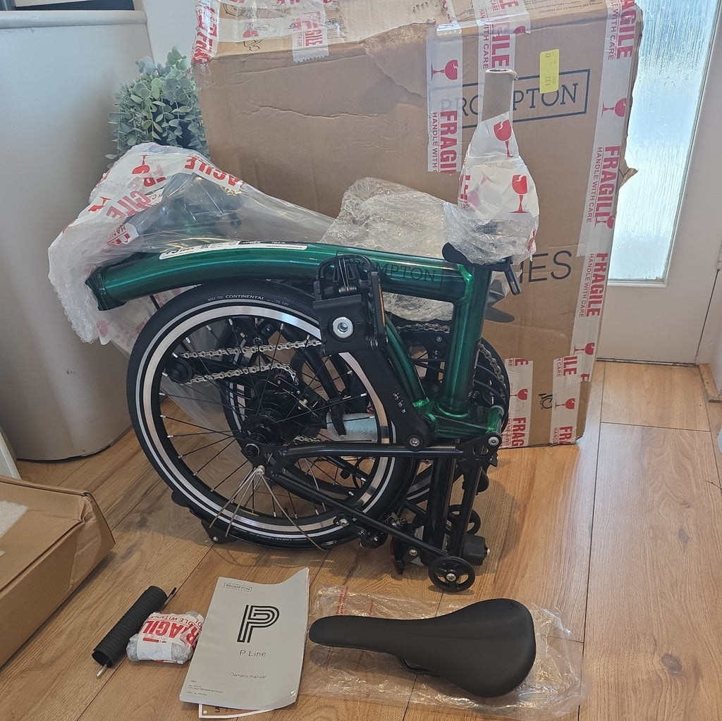 Brompton P Line 4-Speed - Urban Low Handlebar Folding Bike - Emerald Green LTD!