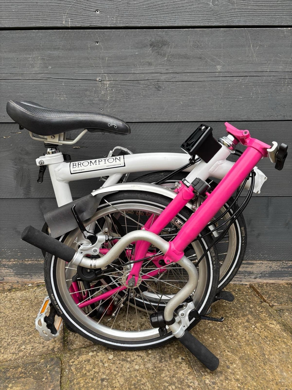 Brompton M3L Folding Bike 3 Speed White / Hot Pink